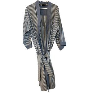 Christian Dior Men's Monsieur Vintage Robe Blue White Stripe Cotton One Size